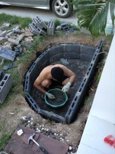 รีโนเวทมุมบ้านเล็กๆเป็นบ่อปลาคาร์ฟตัวน้อยๆ